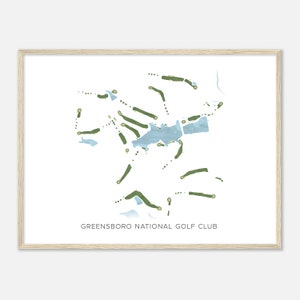 Greensboro National Golf Club, North Carolina - Modern Watercolor Map | Golfer Gift, Golf Wall Art, Golf Poster Print, Course Layout