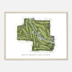 Campo da golf Mount Prospect, Illinois - Mappa classica ad acquerello / Regalo per golfisti, Arte da parete per golf, Stampa poster di golf, Layout del campo