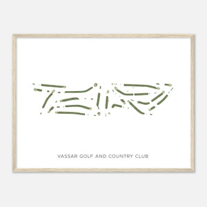 Vassar Golf and Country Club, Michigan - Mappa acquerello moderna / Regalo per golfisti, Arte da parete per golf, Stampa poster di golf, Layout del campo