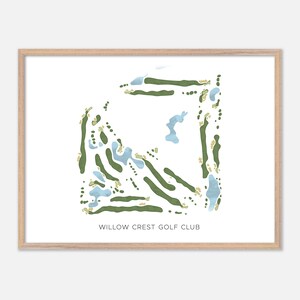 Willow Crest Golf Club in Oak Brook, Illinois - Moderne Aquarell Landkarte | Golfer Geschenk, Golf Wandkunst, Golf Poster Druck, Platz Layout