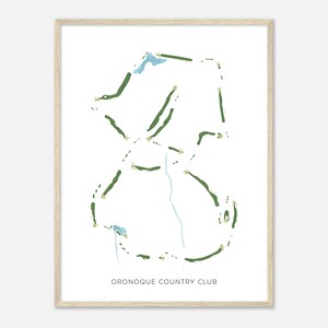 Oronoque Country Club, Connecticut - Mappa acquerello moderna / Regalo per golfista, Arte della parete del golf, Stampa poster del golf, Layout del campo