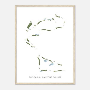 De Oasis - Canyons Course, Nevada - Moderne aquarelkaart | Golfer cadeau, golf kunst aan de muur, golf poster print, baanindeling