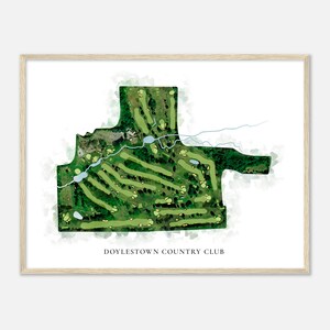 Doylestown Country Club, Pennsylvania - Mappa classica dell'acquerello / Regalo per golfisti, Arte da parete per il golf, Stampa di poster di golf, Layout del campo