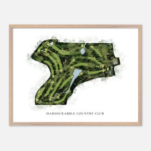 Hardscrabble Country Club a Fort Smith, Arkansas - Mappa classica ad acquerello / Regalo per golfisti, Arte murale per golf, Stampa poster per golf, Layout del campo