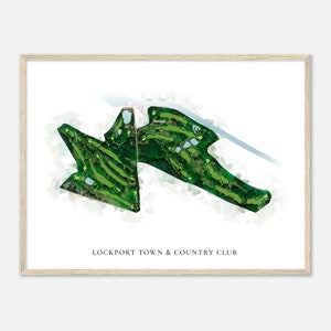 Lockport Town & Country Club, New York - Klassische Aquarell-Karte | Golfer Geschenk, Golf Wandkunst, Golf Poster Druck, Platz Layout