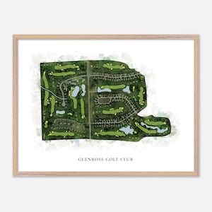 Glenross Golf Club in Delaware, Ohio - Klassische Aquarell Karte | Golfer Geschenk, Golf Wandkunst, Golf Poster Druck, Platz Layout