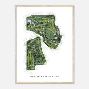 Edgebach Country Club, Illinois - Klassische Aquarell Landkarte | Golfer Geschenk, Golf Wandkunst, Golf Poster Druck, Platz Layout