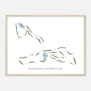 Houndslake Country Club, Carolina del Sud - Mappa acquerello moderna / Regalo per golfisti, Arte da parete per il golf, Stampa poster di golf, Layout del campo