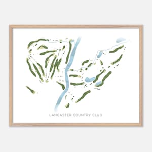 Lancaster Country Club in Lancaster, Pennsylvania - Moderne Aquarell Landkarte | Golfer Geschenk, Golf Wandkunst, Golf Poster Druck, Platz Layout
