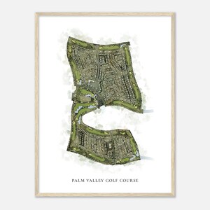 Palm Valley Golf Course, Nevada - Klassieke aquarelkaart | Golfer cadeau, golf kunst aan de muur, golf poster print, baanindeling