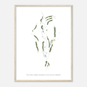De Trail Creek-baan in Sun Valley Resort, Idaho - Moderne aquarelkaart | Golfer cadeau, golf kunst aan de muur, golf poster print, baanindeling