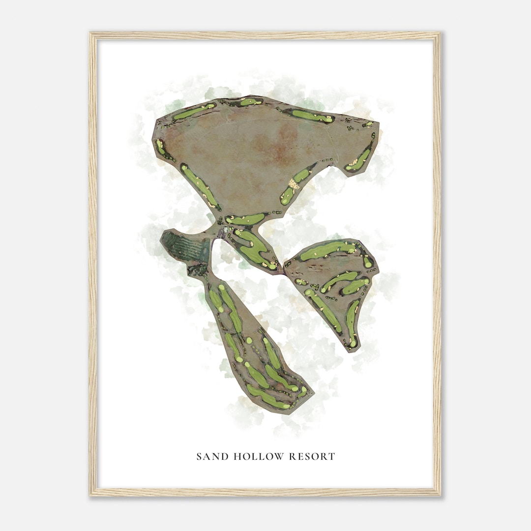 Sand Hollow Resort, Utah - Classic Watercolor Map | Golfer Gift, Golf ...