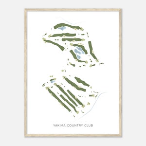 Yakima Country Club, Washington - Moderne Aquarell Landkarte | Golfer Geschenk, Golf Wandkunst, Golf Poster Druck, Platz Layout