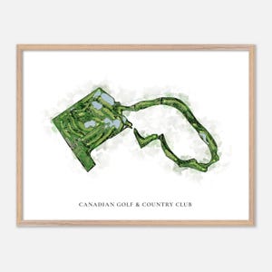 Canadian Golf & Country Club a , Canada - Mappa classica ad acquerello / Regalo per golfisti, Arte murale per golf, Stampa poster per golf, Layout del campo