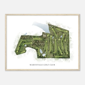 Marysville Golf Club, Ohio - Classic Watercolor Map | Golfer Gift, Golf Wall Art, Golf Poster Print, Course Layout