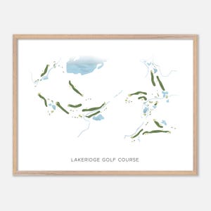 Parcours de golf LakeRidge à Reno, Nevada - Carte aquarelle moderne | Cadeau golfeur, oeuvre d'art murale de golf, impression d'affiche de golf, aménagement du parcours
