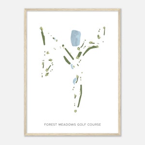 Forest Meadows Golf Club, Kalifornien - Moderne Aquarell Landkarte | Golfer Geschenk, Golf Wandkunst, Golf Poster Druck, Platz Layout
