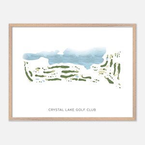 Crystal Lake Golf Club à Mapleville, Rhode Island - Carte aquarelle moderne | Cadeau golfeur, oeuvre d'art murale de golf, impression d'affiche de golf, aménagement du parcours