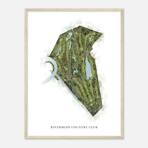 Riverbend Country Club, Texas - Classic Watercolor Map | Golfer Gift, Golf Wall Art, Golf Poster Print, Course Layout