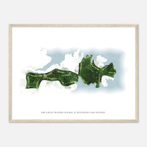 De Great Waters Course bij Reynolds Lake Oconee, Georgia - Klassieke aquarelkaart | Golfer cadeau, golf kunst aan de muur, golf poster print