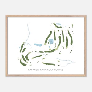 Fairview Farm Golf Course in Harwinton, Connecticut - Modern Watercolor Map | Golfer Gift, Golf Wall Art, Golf Poster Print, Course Layout