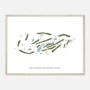 Bel-Wood Country Club, Ohio - Mappa acquerello moderna / Regalo per golfista, Arte da parete per il golf, Stampa poster di golf, Layout del campo
