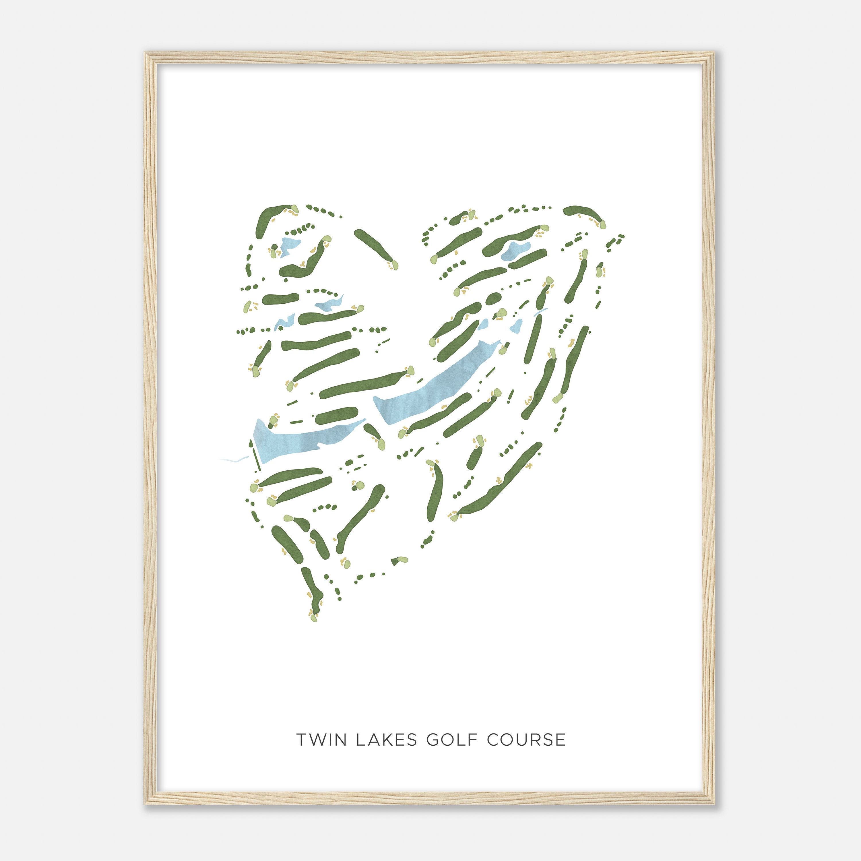 ツイン レイクス ゴルフ コース、バージニア州 - モダンな水彩画マップ