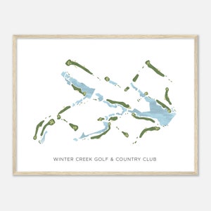Winter Creek Golf & Country Club, Oklahoma - Moderne Aquarell Landkarte | Golfer Geschenk, Golf Wandkunst, Golf Poster Druck, Platz Layout