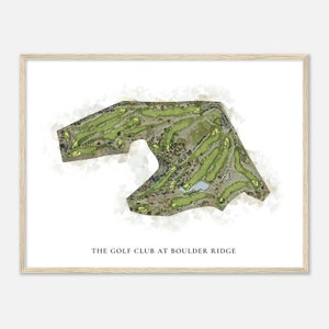 Der Golf Club in Boulder Ridge, Kalifornien - Klassische Aquarell Karte | Golfer Geschenk, Golf Wandkunst, Golf Poster Druck, Platz Layout