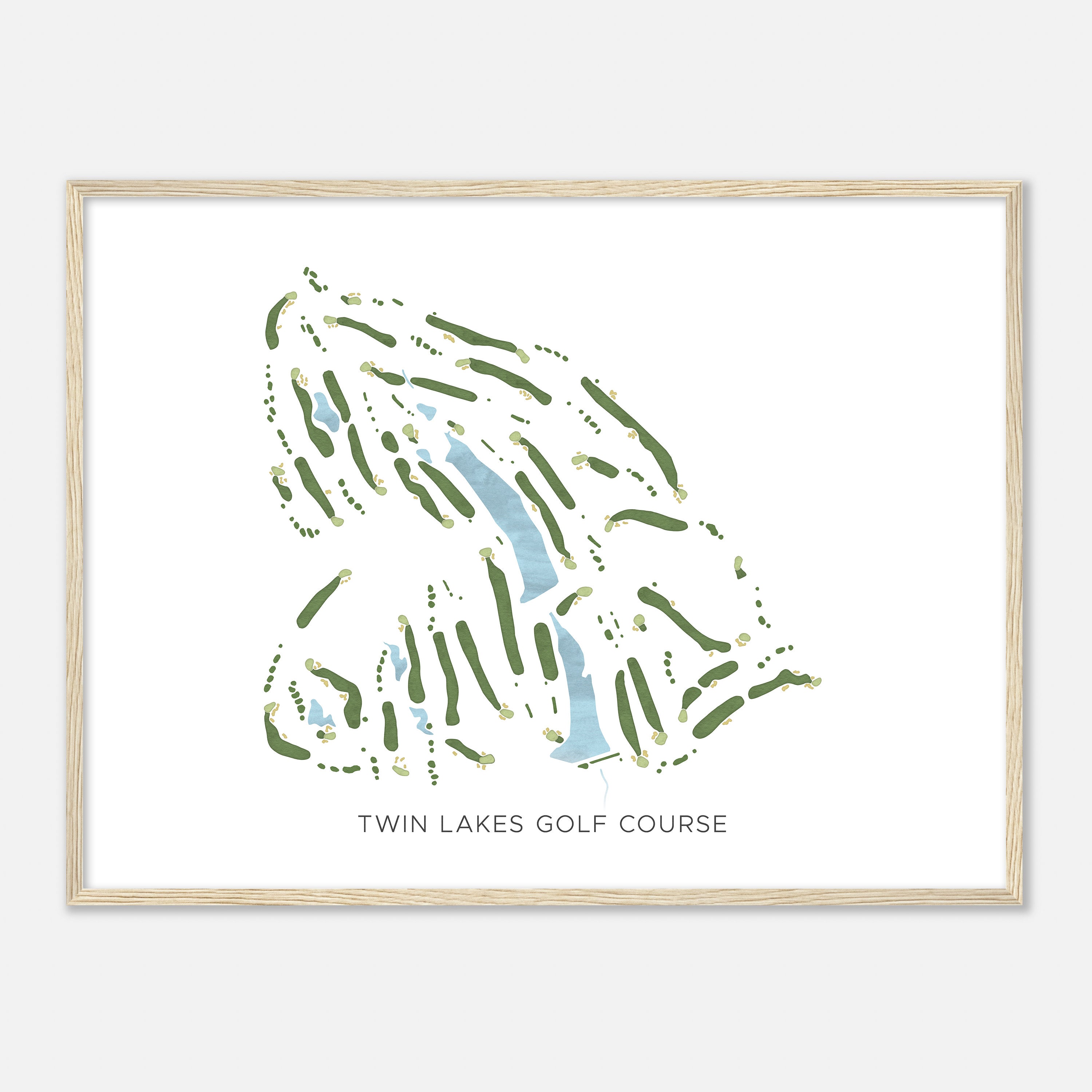 ツイン レイクス ゴルフ コース、バージニア州 - モダンな水彩画マップ