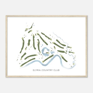 Elyria Country Club, Ohio - Moderne Aquarell Landkarte | Golfer Geschenk, Golf Wandkunst, Golf Poster Druck, Platz Layout