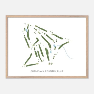 Champlain Country Club a Swanton, Vermont - Mappa moderna ad acquerello / Regalo per golfisti, Arte murale per golf, Stampa poster per golf, Layout del campo