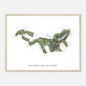 Red Hawk Golf & Resort, Nevada - Klassische Aquarell Landkarte | Golfer Geschenk, Golf Wandkunst, Golf Poster Druck, Platz Layout