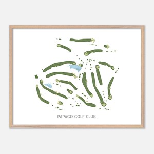 Papago Golf Club à Phoenix, Arizona - Carte aquarelle moderne | Cadeau golfeur, oeuvre d'art murale de golf, impression d'affiche de golf, aménagement du parcours