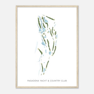 Pasadena Yacht & Country Club, Florida - Moderne Aquarell Landkarte | Golfer Geschenk, Golf Wandkunst, Golf Poster Druck, Platz Layout