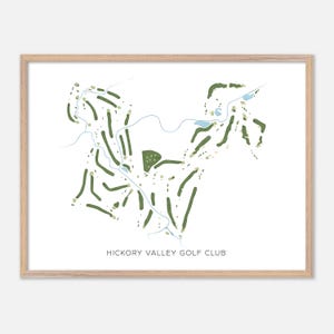 Hickory Valley Golf Club à Gilbertsville, Pennsylvanie - Carte aquarelle moderne | Cadeau de golfeur, oeuvre d'art murale de golf, impression d'affiche de golf