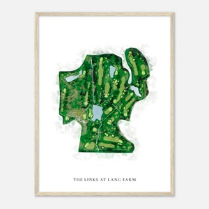 The Links at Lang Farm, Vermont - Carte aquarelle classique | Cadeau golfeur, oeuvre d'art murale de golf, impression d'affiche de golf, aménagement du parcours