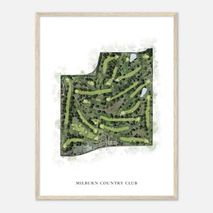 Milburn Country Club, Kansas - Classic Watercolor Map | Golfer Gift, Golf Wall Art, Golf Poster Print, Course Layout