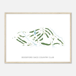 Biddeford Saco Country Club, Maine - Mappa acquerello moderna / Regalo per golfisti, Arte da parete per il golf, Stampa poster di golf, Layout del campo