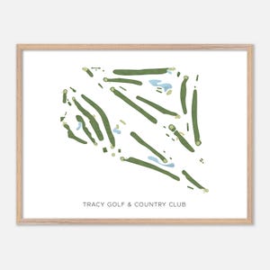 Tracy Golf & Country Club a Tracy, California - Mappa moderna ad acquerello / Regalo per golfisti, Arte murale per golf, Stampa poster per golf, Layout del campo