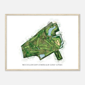 McCullough's Emerald Golf Links, New Jersey - Klassieke aquarelkaart | Golfer cadeau, golf kunst aan de muur, golf poster print, baanindeling