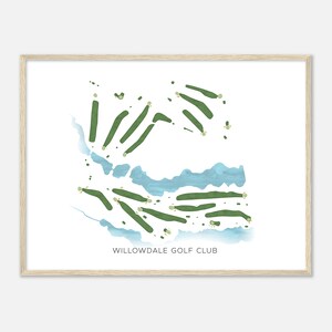 Willowdale Golf Club, Maine - Modern Watercolor Map | Golfer Gift, Golf Wall Art, Golf Poster Print, Course Layout