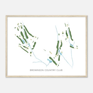 Brownson Country Club, Connecticut - Mappa acquerello moderna / Regalo per golfista, Arte da parete per il golf, Stampa poster di golf, Layout del campo