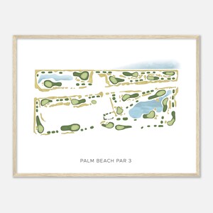 Palm Beach Par 3, Florida - Moderne Aquarell Karte | Golfer Geschenk, Golf Wandkunst, Golf Poster Druck, Platz Layout