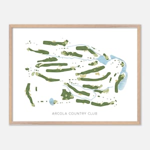 Arcola Country Club a Paramus, New Jersey - Mappa moderna ad acquerello / Regalo per golfisti, Arte murale per golf, Stampa poster per golf, Layout del campo