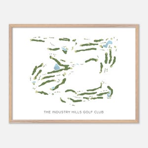 Der Industrie-Hills Golf Club in Industrie, Kalifornien - Moderne Aquarell Landkarte | Golfer Geschenk, Golf Wandkunst, Golf Poster Druck, Platz Layout