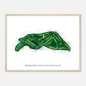 Biddeford Saco Country Club, Maine - Mappa classica dell'acquerello / Regalo per golfisti, Arte della parete del golf, Stampa poster del golf, Layout del campo