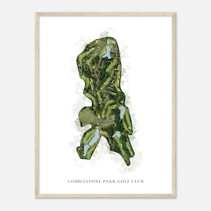 Cobblestone Park Golf Club, South Carolina - Klassieke aquarelkaart | Golfer cadeau, golf kunst aan de muur, golf poster print, baanindeling