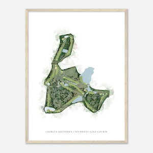 Georgia Südlicher Universitäts-Golfplatz, Georgia - Klassische Aquarell-Karte | Golfer Geschenk, Golf Wandkunst, Golf Poster Druck, Platz Layout