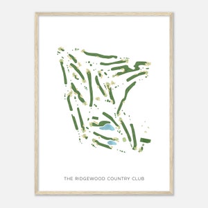 The Ridgewood Country Club, New Jersey - Mappa acquerello moderna / Regalo per golfista, Arte da parete per il golf, Stampa poster di golf, Layout del campo